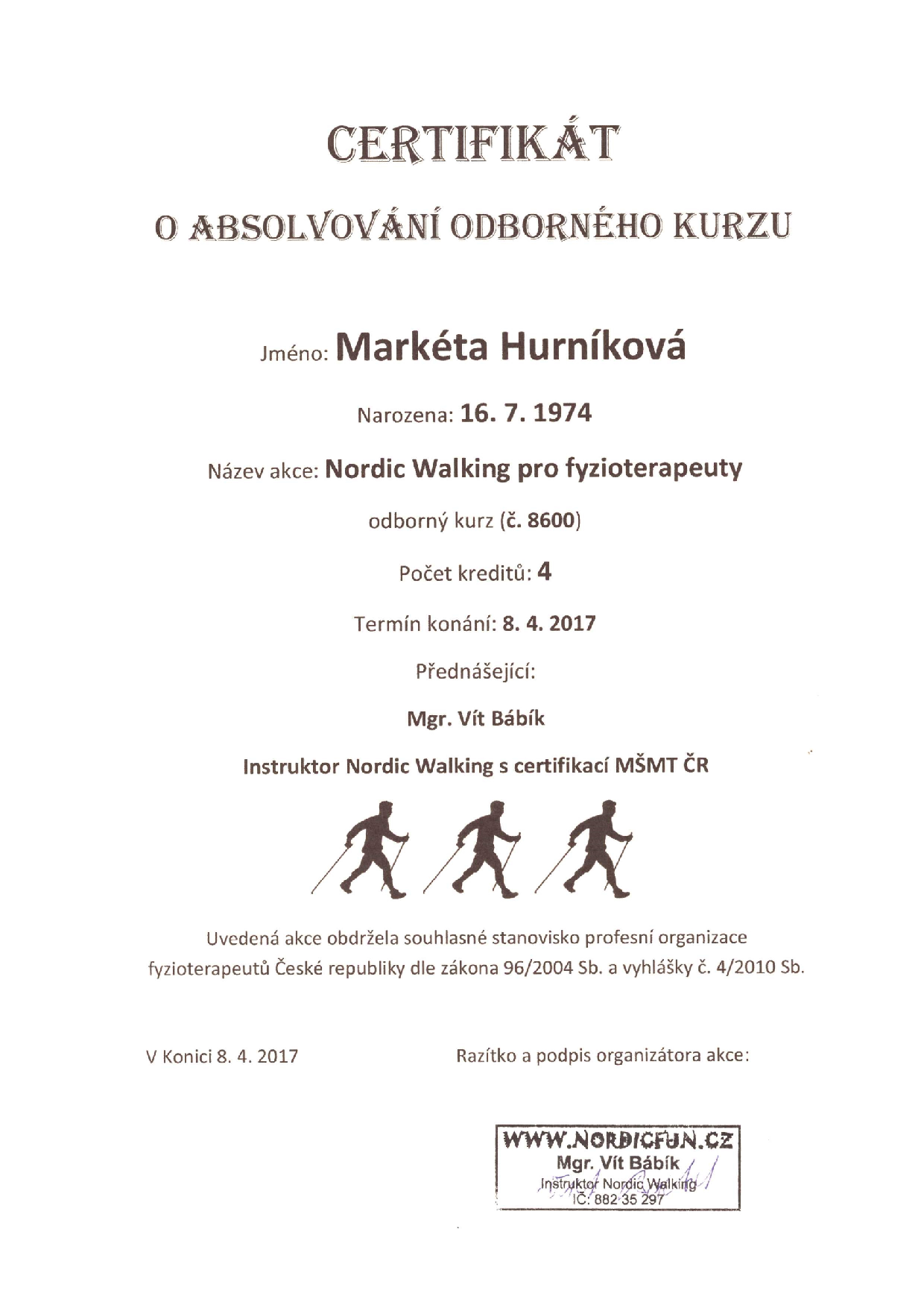 Nordic Walking pro fyzioterapeuty